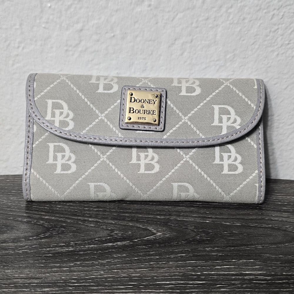 Dooney & Bourke Signature Canvas with Leather Gray Wallet